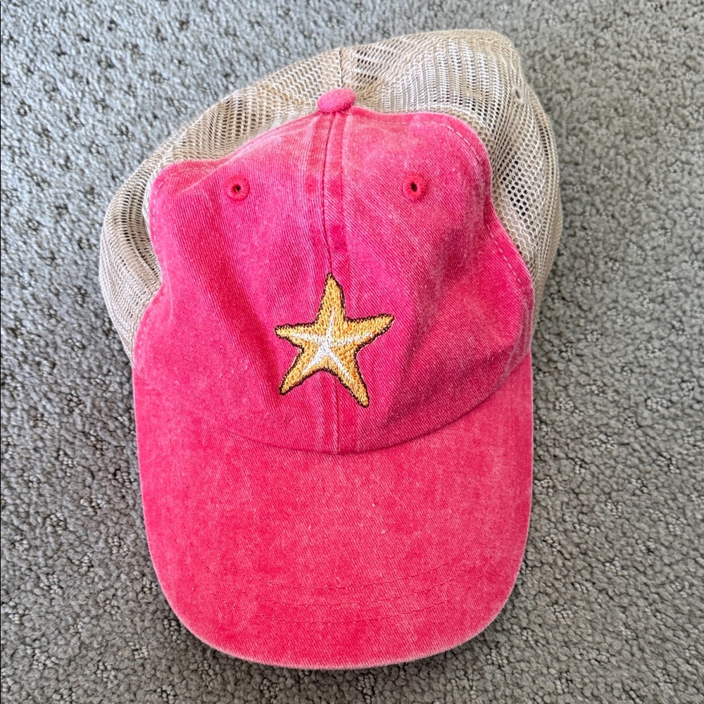 NWOT Pink Star Embroidered Vintage-Style Mesh Baseball Cap